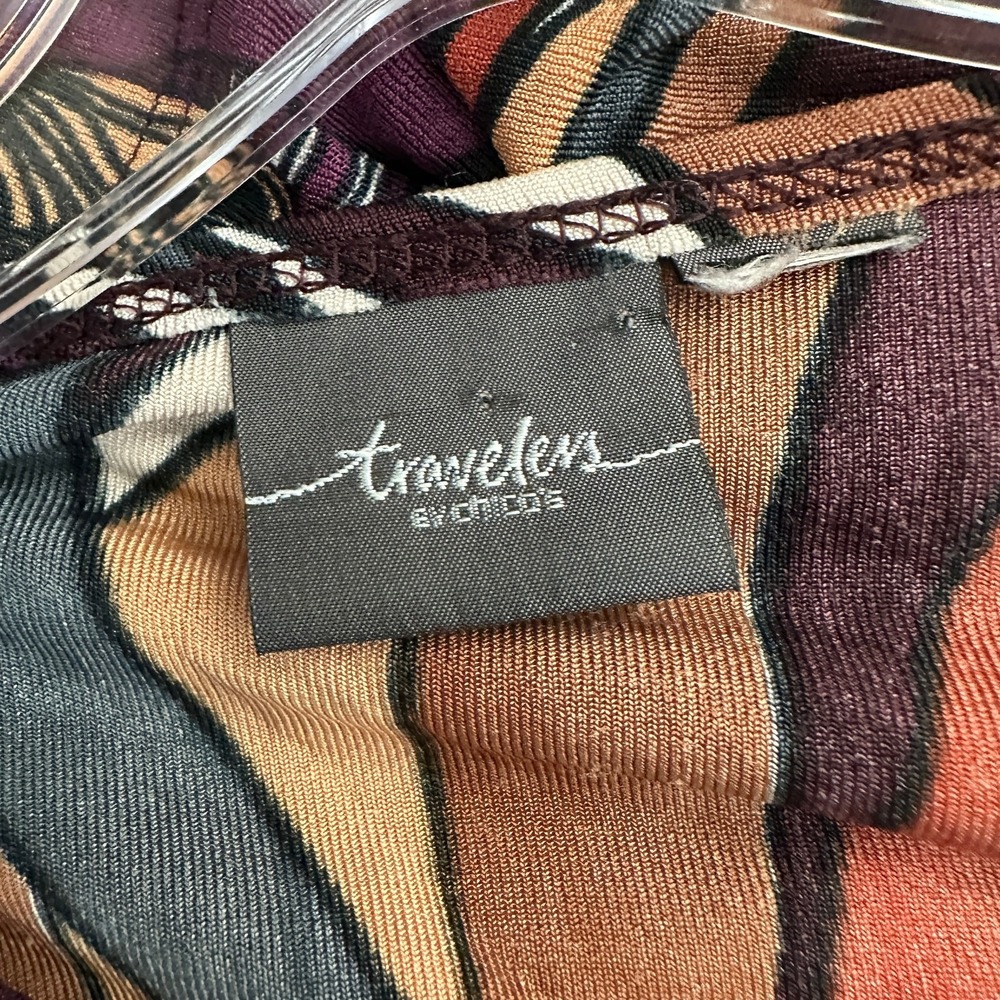 Chicos Travelers Womens Abstract Floral Top Size 3 US XL Slinky Boho Artsy Bold - Picture 3 of 6